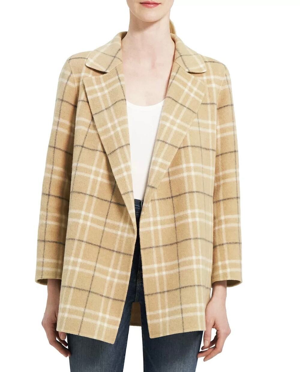 Theory Clairene Wool Blend Open Front Coat